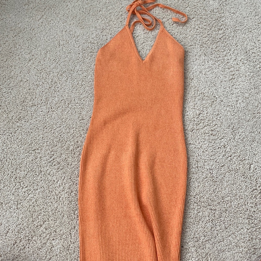 Orange mini dress with open back